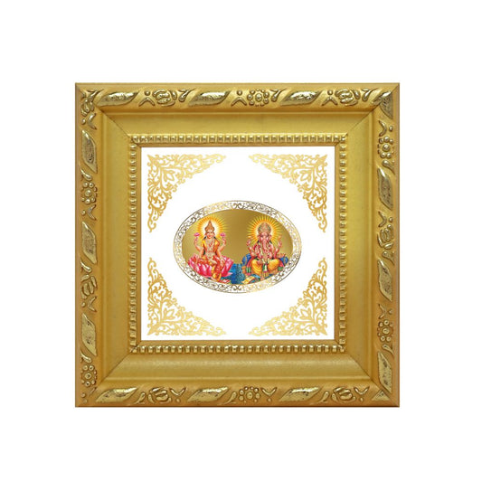 Lakshmi Ganesh | Divine Prosperity Duo Royal Tabletop Photo Frame in 24K Gold Plated Foil
