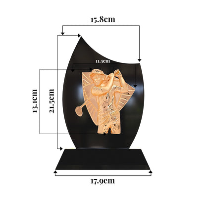 Personalized Premium Golf Achievement Trophy | Golden Swing Figurine Award with Black Flame Base