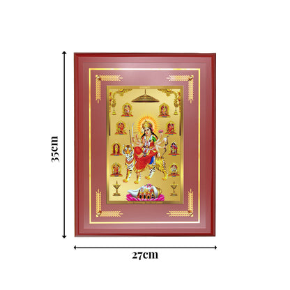 Diviniti 24K Gold Plated Nav Durga Blessing Tabletop Photo Frame | Strength, Protection & Divine Grace