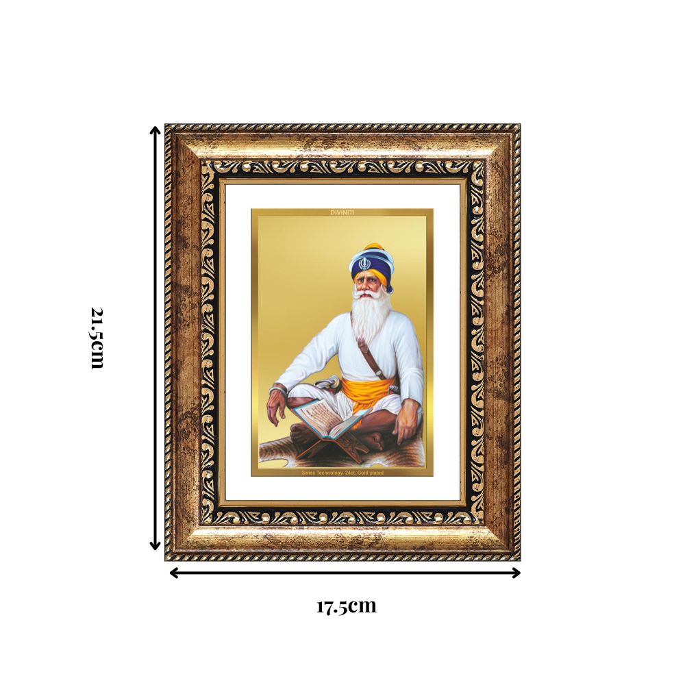 Diviniti 24K Gold Plated Baba Deep Singh Sacred Sikh Wall and Table Top Frame for Home Decor & Office Ambiance | Premium Spiritual Gift