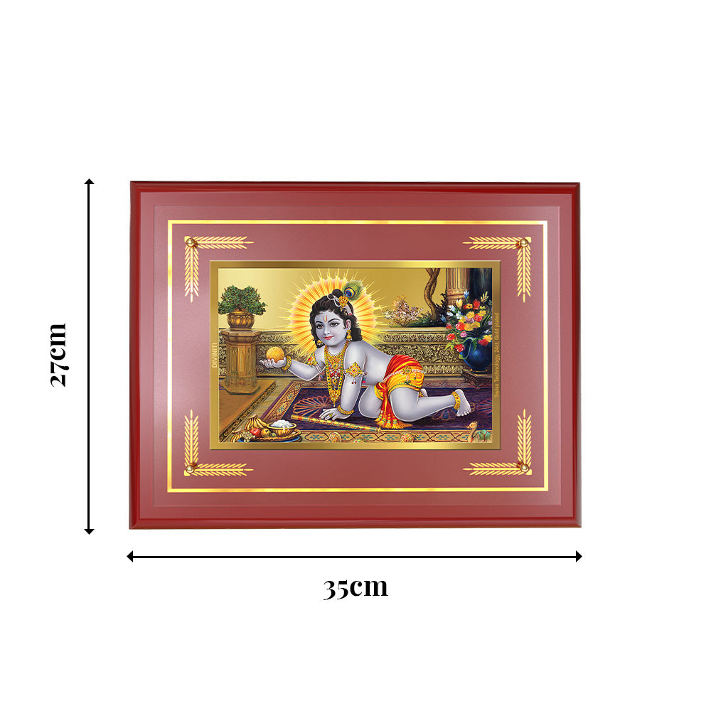 Diviniti 24K Gold Plated Laddu Gopal Blessing Tabletop Photo Frame | Love, Joy & Divine Grace