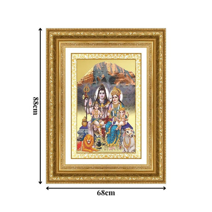 Diviniti 24K Gold Plated Shiv Parivar (Classic) Divine Wall Frame for Home Mandir & Office Decor | Luxury Spiritual Gift