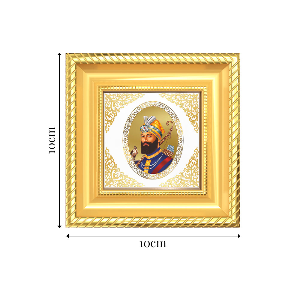 Guru Gobind Singh Ji | Divine Sikh Guru Royal Tabletop Photo Frame in 24K Gold Plated Foil