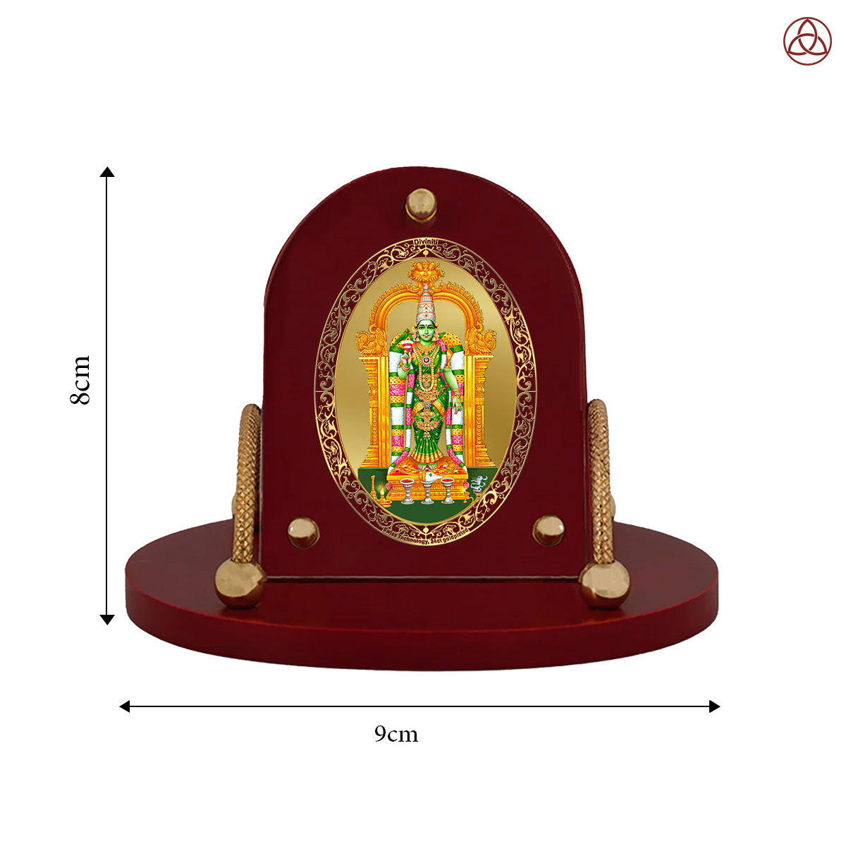 Meenakshi Amman | Divine Goddess of Madurai 24K Gold Plated Photo Frame for Car Dashboard, Home Décor & Tabletop | Blessings of Strength, Prosperity & Grace