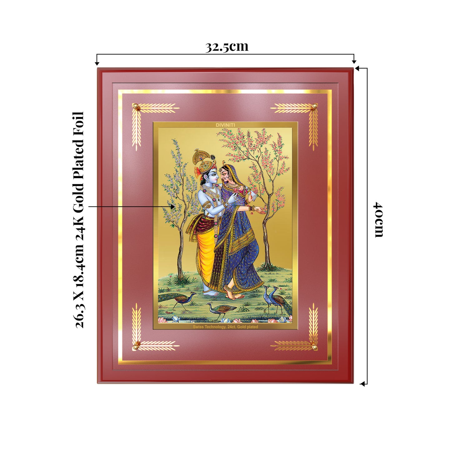 Radha Krishna | Divine Love Eternal Wall Mount Photo Frame in 24K Gold Plated Foil