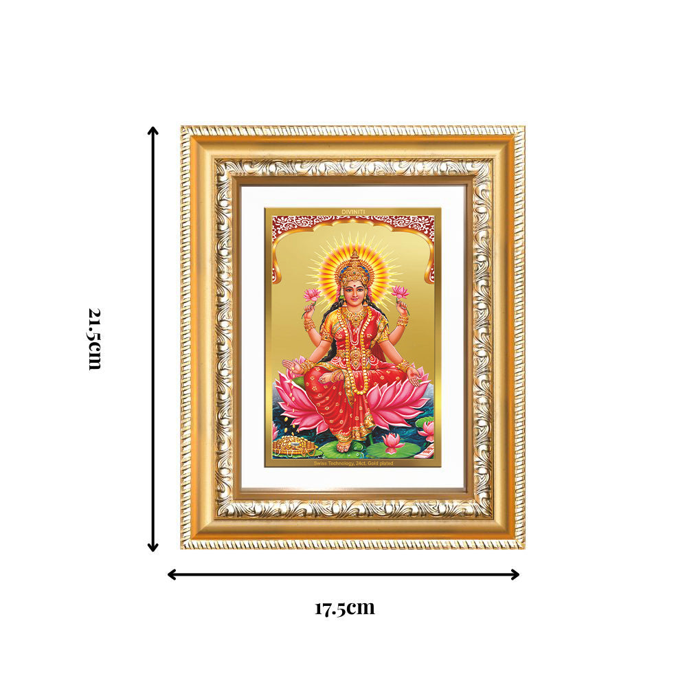 Diviniti 24K Gold Plated Lakshmi (Classic) Divine Wall and Table Top Frame for Home Mandir & Office Decor | Luxury Spiritual Gift