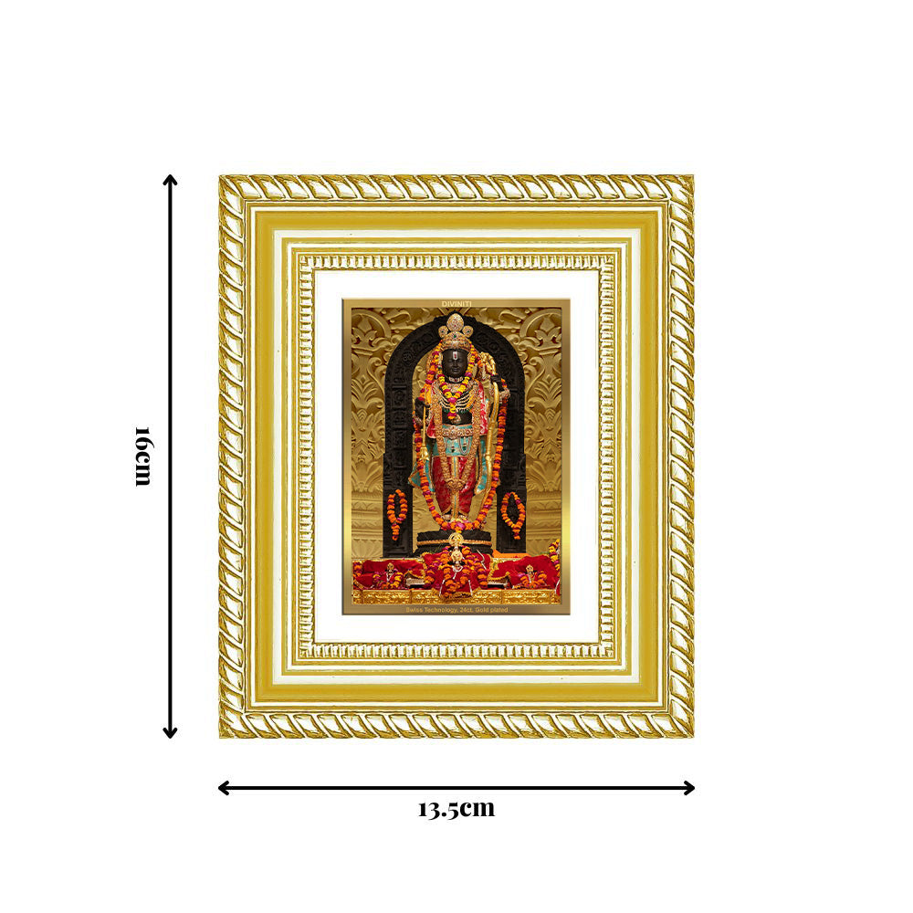 Diviniti 24K Gold Plated Ram Lalla Divine Table Top Frame for Home Mandir & Office Decor | Luxury Spiritual Gift
