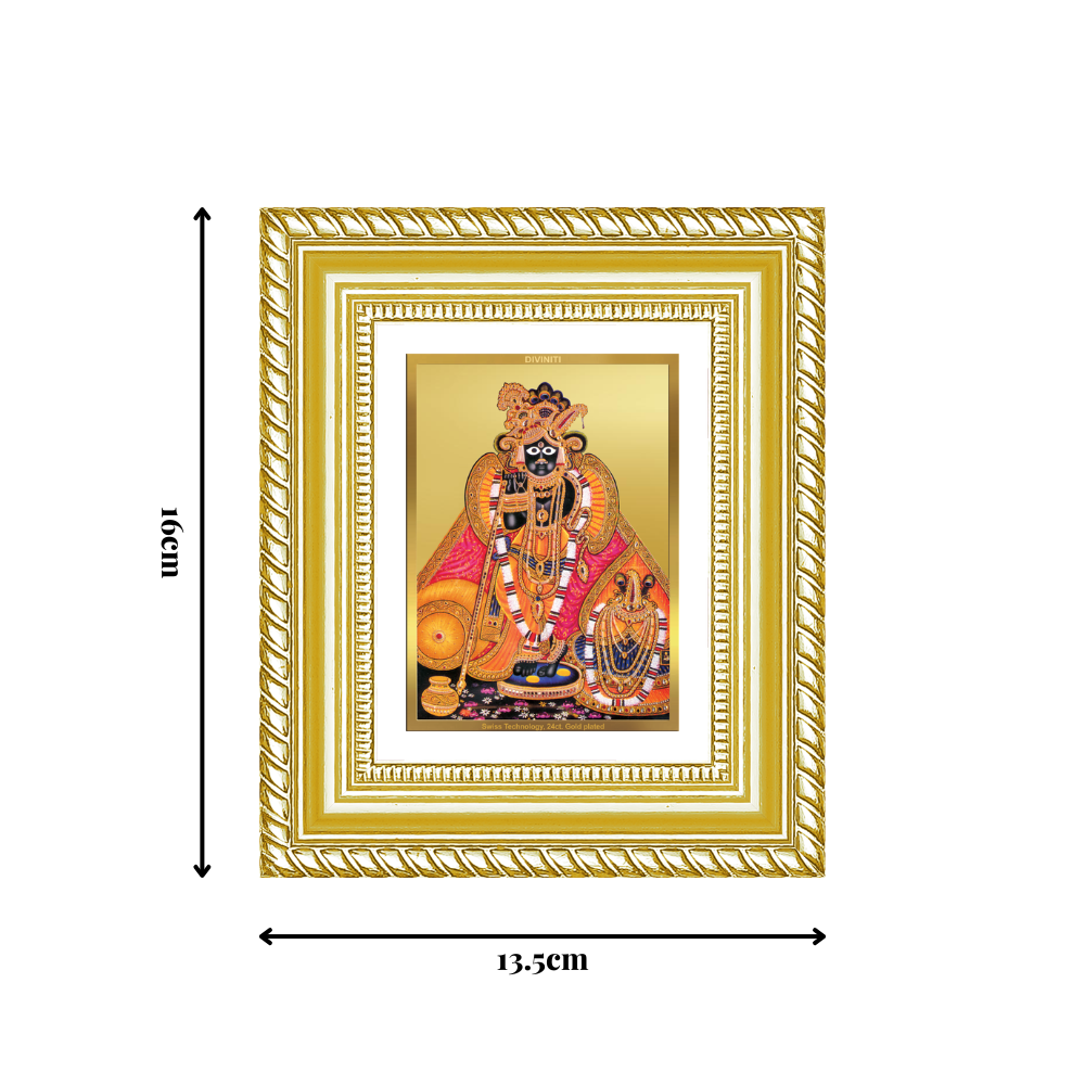 Diviniti 24K Gold Plated Banke Bihari Ji Divine Table Top Frame for Home Mandir & Office Decor | Luxury Spiritual Gift