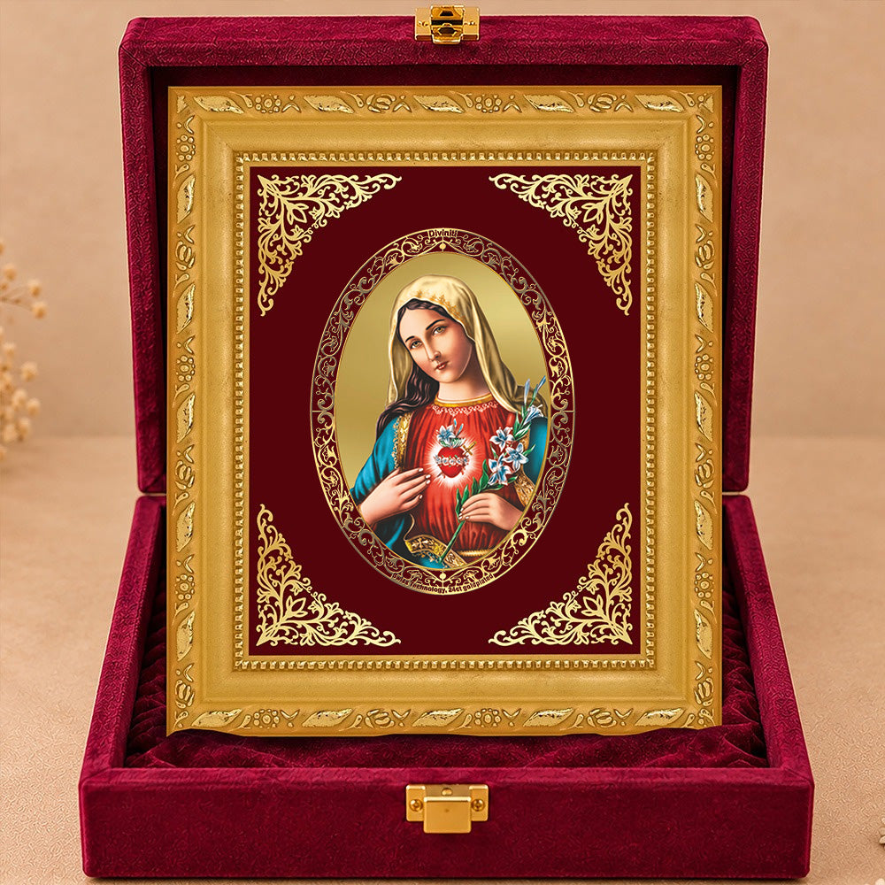 24K Gold-Plated Mother Mary BG Frame | Premium Gift Box | 16 X 13.5 CM