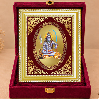 24K Gold-Plated Lord Shiva Frame | Premium Gift Box | 35x27 CM
