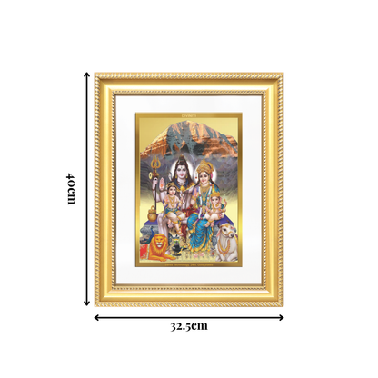 Diviniti 24K Gold Plated Shiv Parivar (Classic) Divine Wall Frame for Home Mandir & Office Decor | Luxury Spiritual Gift