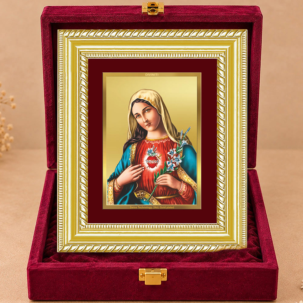 24K Gold-Plated Mother Mary Frame | Premium Gift Box | 17.5x21.5 CM