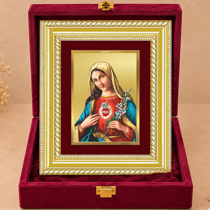 24K Gold-Plated Mother Mary Frame | Premium Gift Box | 17.5x21.5 CM