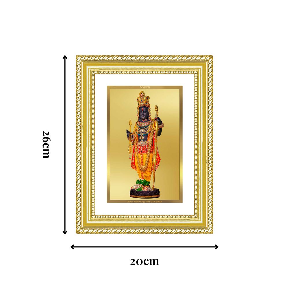 Diviniti 24K Gold Plated Ram Lalla With Arch (Classic) Divine Wall Frame for Home Mandir & Office Decor | Luxury Spiritual Gift