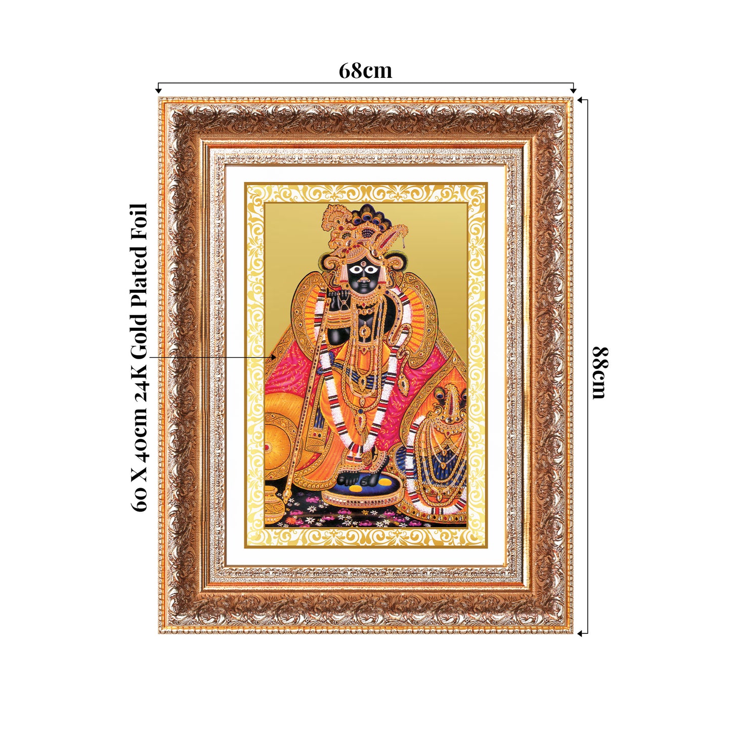 Banke Bihari | Kunjbihari Wall Mount Photo Frame in 24K Gold Plated Foil