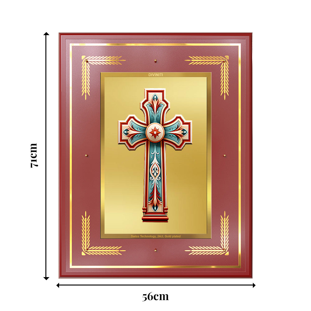Holy Cross | Sacred Christian Symbol Wall Art Photo Frame in 24K Gold Plated Foil