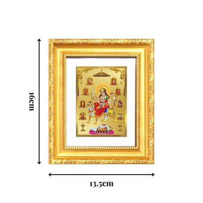 Diviniti 24K Gold Plated Nav Durga |Divine Table Top Frame for Home Mandir & Office Decor | Luxury Spiritual Gift