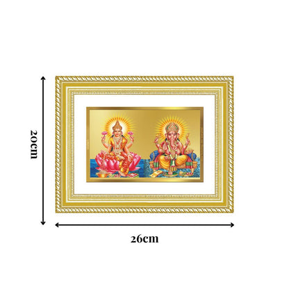 Diviniti 24K Gold Plated Lakshmi Ganesha (Classic) Divine Wall Frame for Home Mandir & Office Decor | Luxury Spiritual Gift