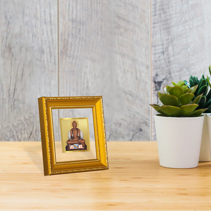 DIVINITI 24K Gold Plated Foil Mahavira Stylish Wall Photo Frame Idol for Workshop, Puja Room, Table Top, Home Decor, Gifts|DG101S1A (10x10 CM)
