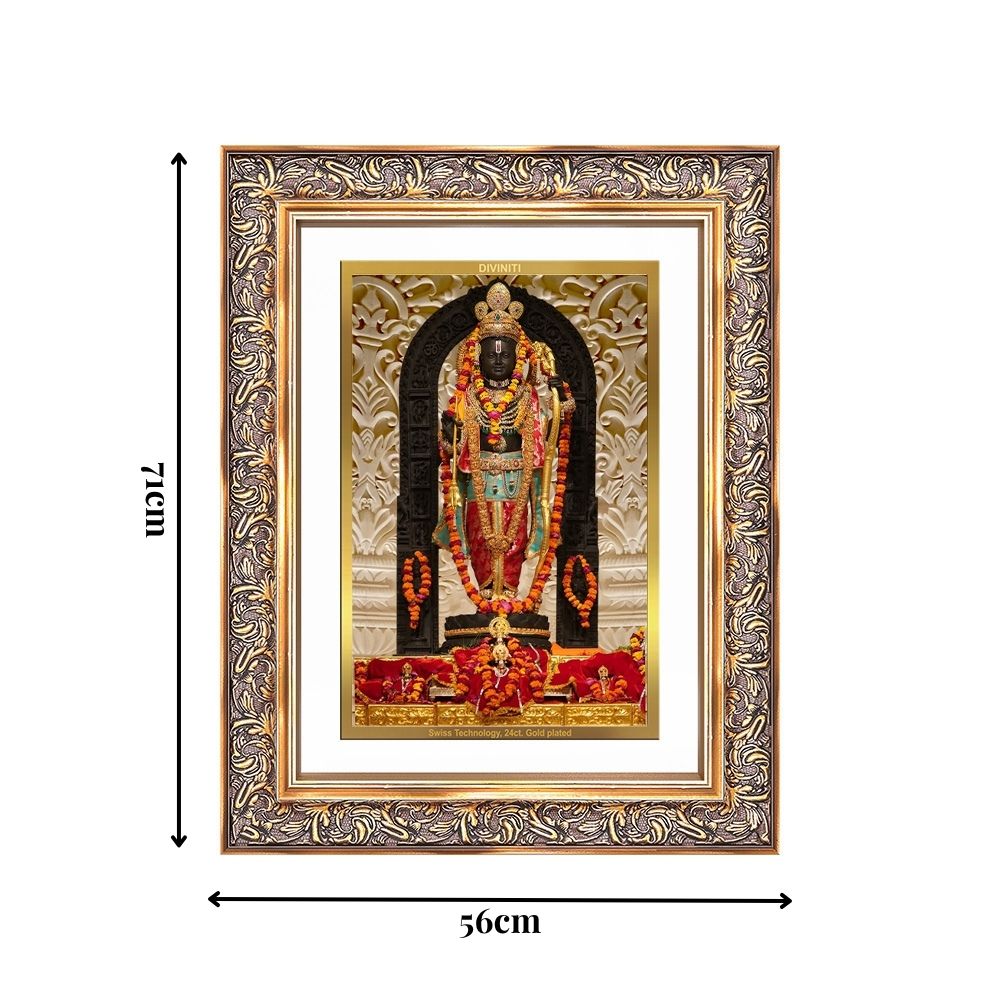 Diviniti 24K Gold Plated Ram Lalla (Classic) Divine Wall Frame for Home Mandir & Office Decor | Luxury Spiritual Gift
