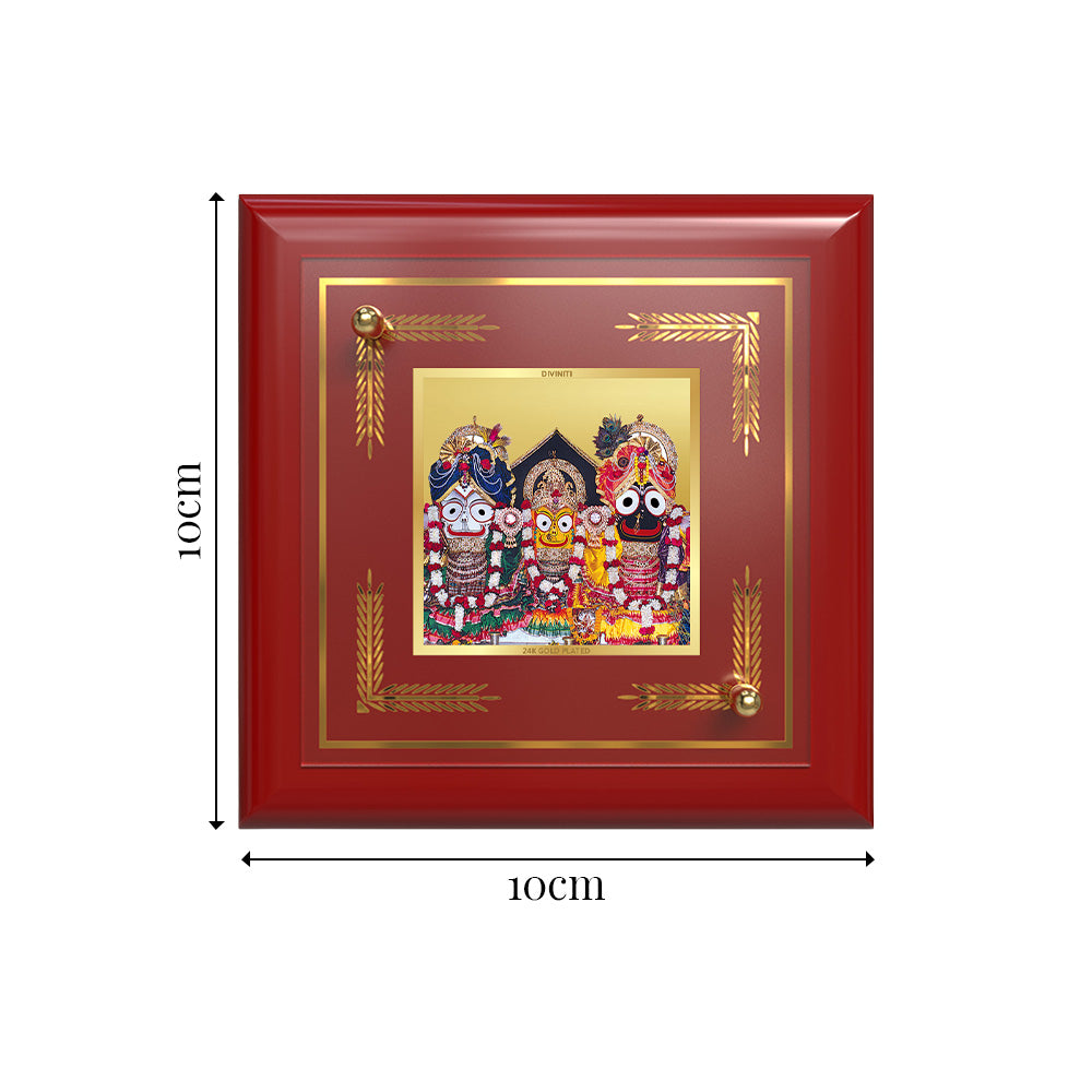 Jagannath | Lord Jagannath Balabhadra Subhadra 24K Gold Plated Divine Photo Frame for Home Décor, Tabletop & Office | Blessings of Devotion, Protection & Prosperity (MDF1A)
