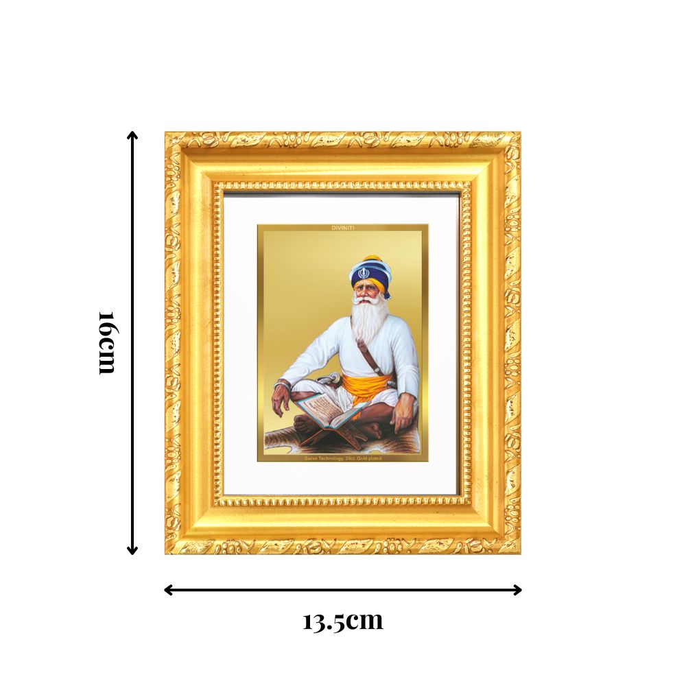 Diviniti 24K Gold Plated Baba Deep Singh Sacred Sikh Table Top Frame for Home Decor & Office Ambiance | Premium Spiritual Gift