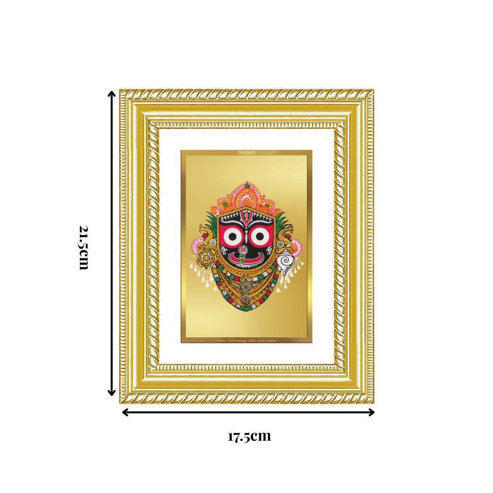 Diviniti 24K Gold Plated Jagannath (Classic) Divine Wall and Table Top Frame for Home Mandir & Office Decor | Luxury Spiritual Gift