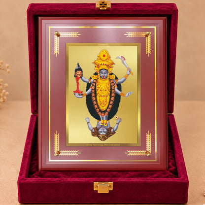 24K Gold-Plated Maa Kali MDF Frame | Premium Gift Box | 27x35 CM