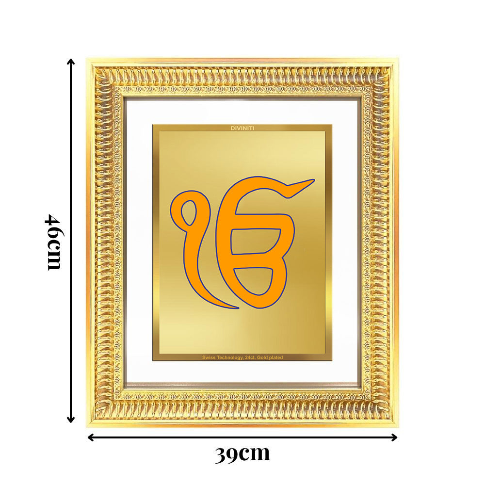 Diviniti 24K Gold Plated Ik Omkar (Classic) Divine Wall Frame for Home Mandir & Office Decor | Luxury Spiritual Gift