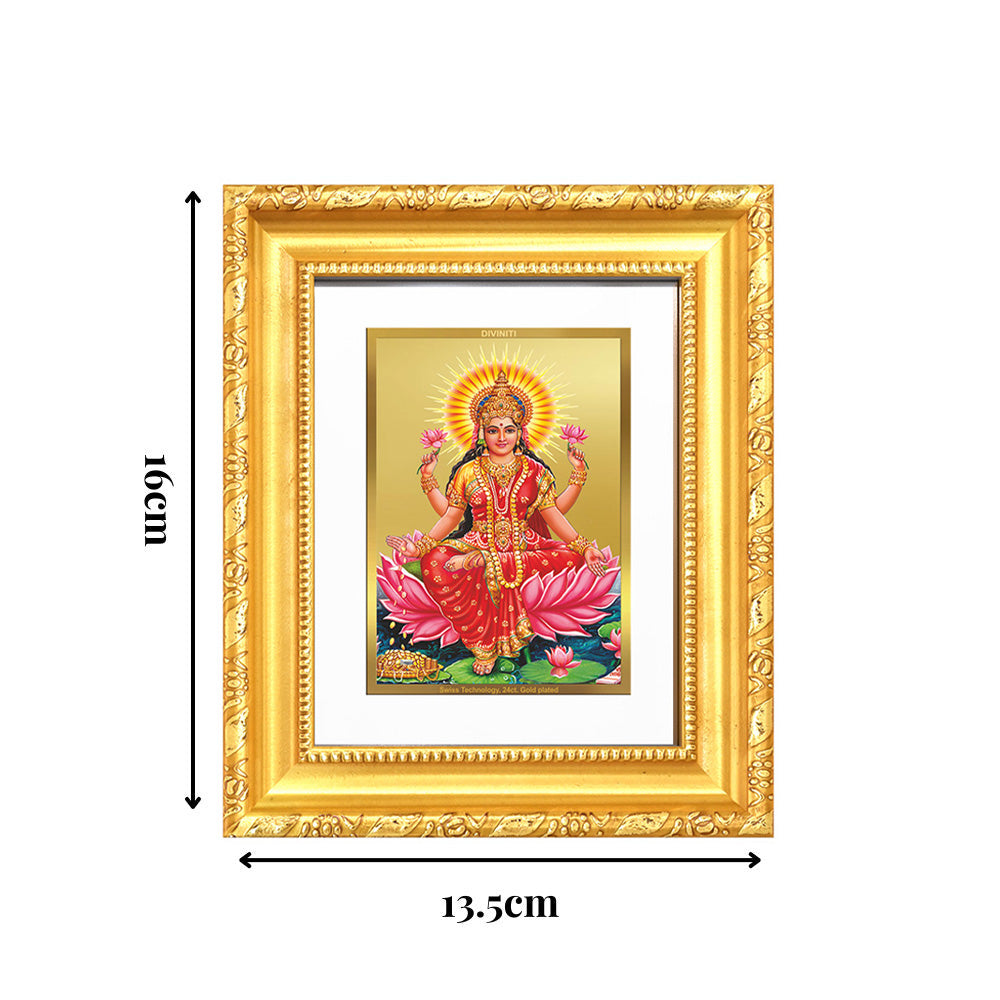 Diviniti 24K Gold Plated Lakshmi |Divine Table Top Frame for Home Mandir & Office Decor | Luxury Spiritual Gift