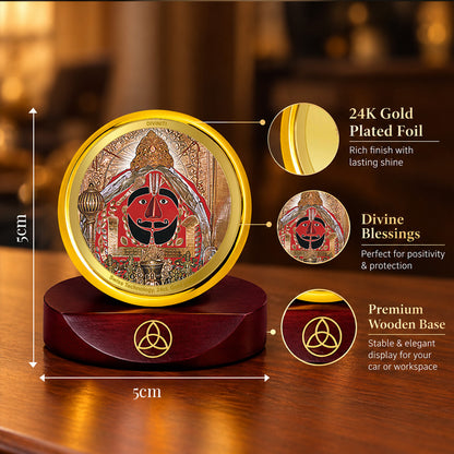 24K Gold-Plated Salasar Balaji Car Dashboard Frame | 5x5 CM