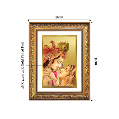 Radha Krishna with Flute | Lord Krishna Wall Mount Photo Frame in 24K Gold Plated Foil