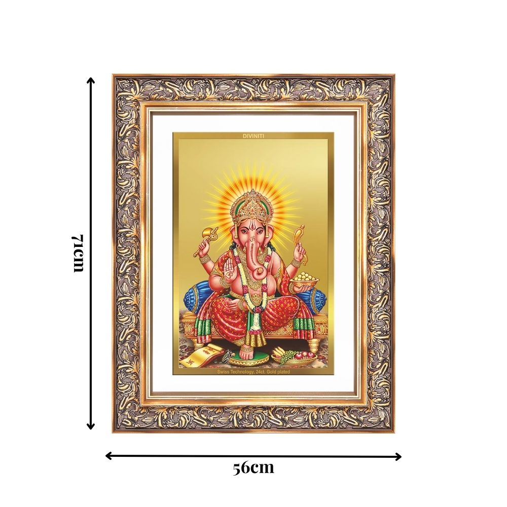 Diviniti 24K Gold Plated Ganesha (Classic) Divine Wall Frame for Home Mandir & Office Decor | Luxury Spiritual Gift