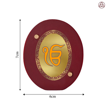 Ik Onkar | Divine Sikh Symbol Car Dashboard & Tabletop Photo Frame in 24K Gold Plated Foil with elegant design.