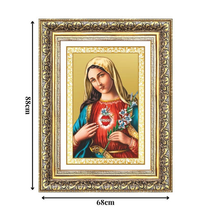 Diviniti 24K Gold Plated Mother Mary (Classic) Divine Wall Frame for Home Mandir & Office Decor | Luxury Spiritual Gift