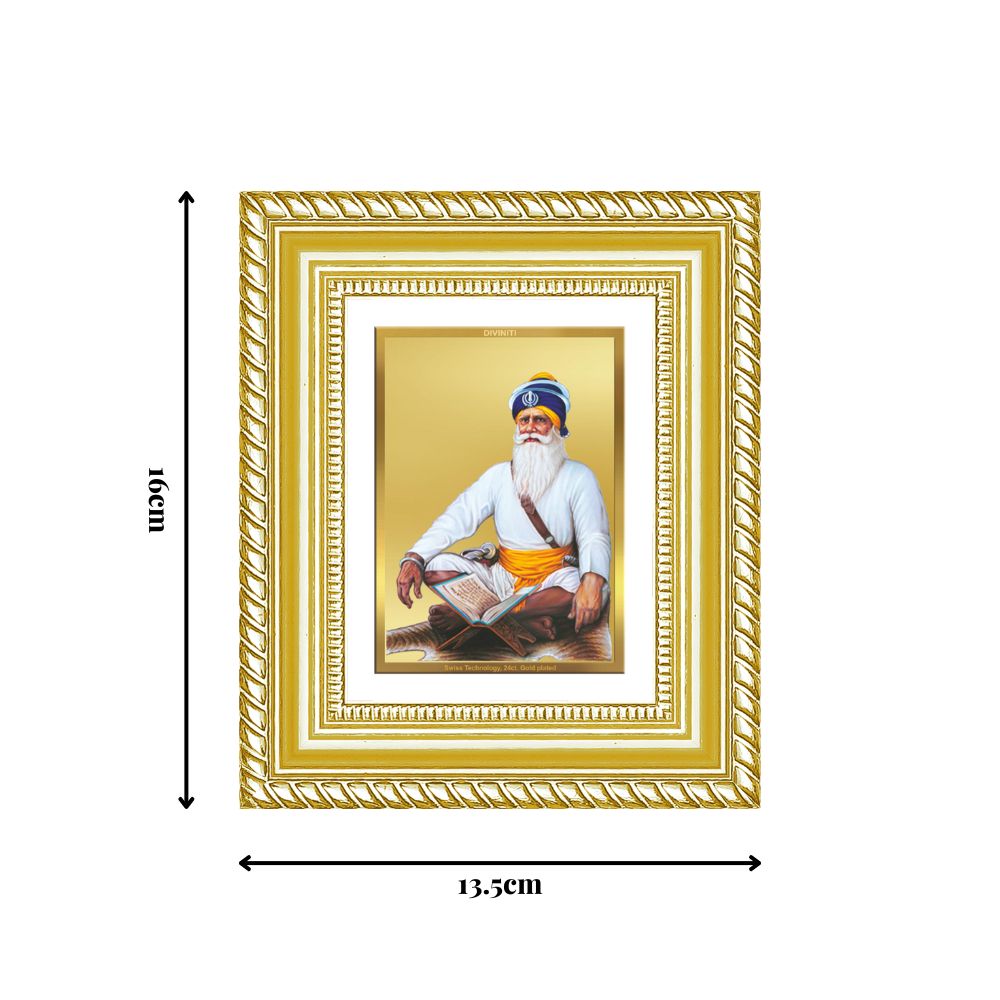Diviniti 24K Gold Plated Baba Deep Singh Sacred Sikh Table Top Frame for Home Decor & Office Ambiance | Premium Spiritual Gift