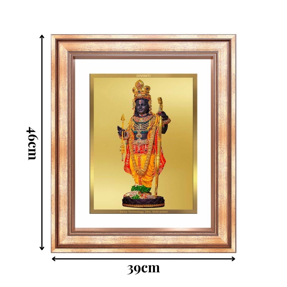 Diviniti 24K Gold Plated Ram Lalla With Arch (Classic) Divine Wall Frame for Home Mandir & Office Decor | Luxury Spiritual Gift