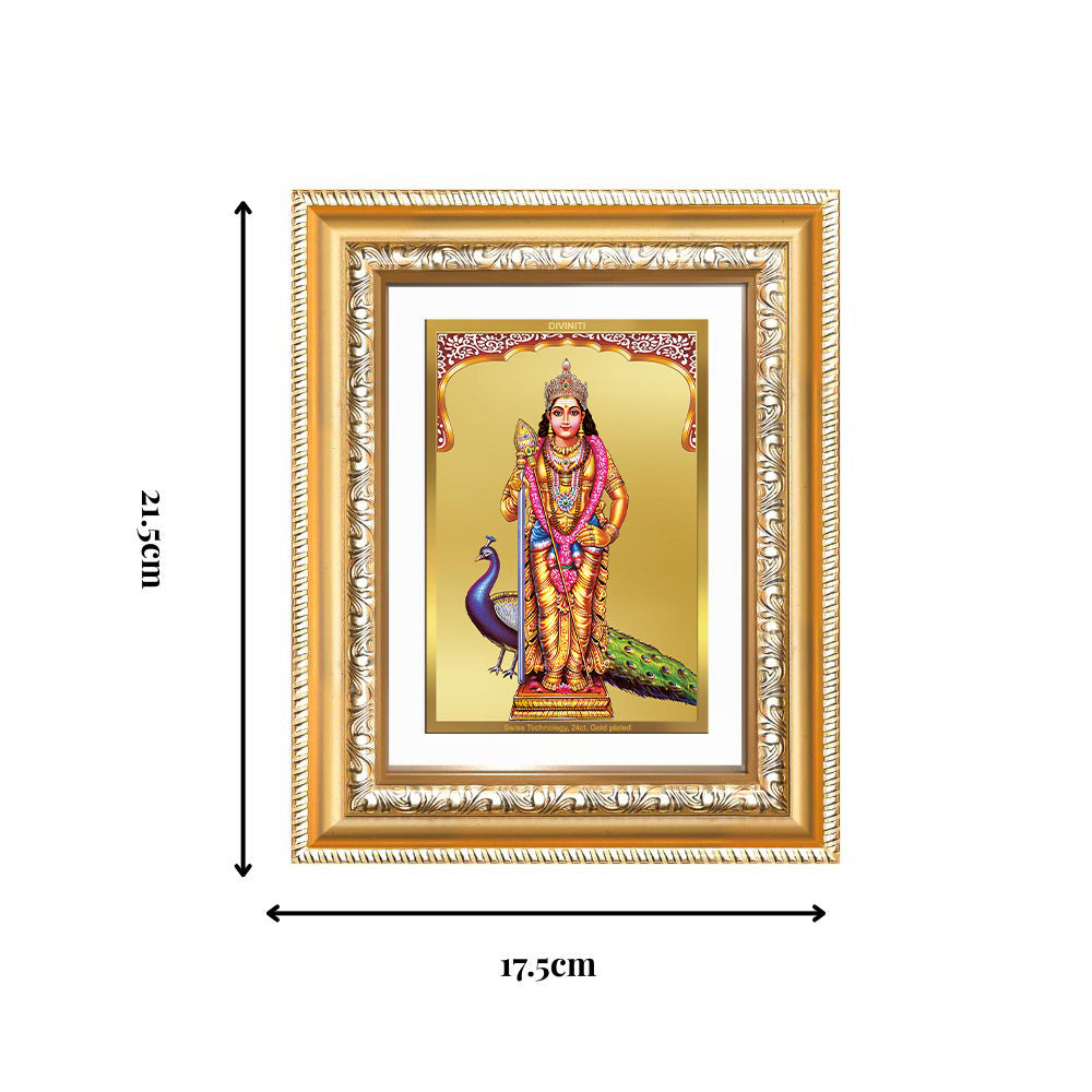 Diviniti 24K Gold Plated Murugan (Classic) Divine Wall and Table Top Frame for Home Mandir & Office Decor | Luxury Spiritual Gift