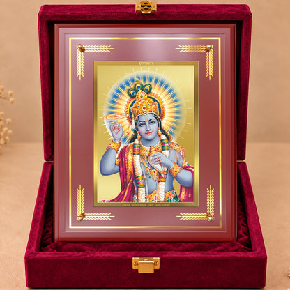 24K Gold-Plated Lord Vishnu MDF Frame | Premium Gift Box | 27x35 CM