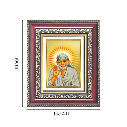 Diviniti 24K Gold Plated Sai Baba With Blessings (Classic) Divine Table Top Frame for Home Mandir & Office Decor | Luxury Spiritual Gift