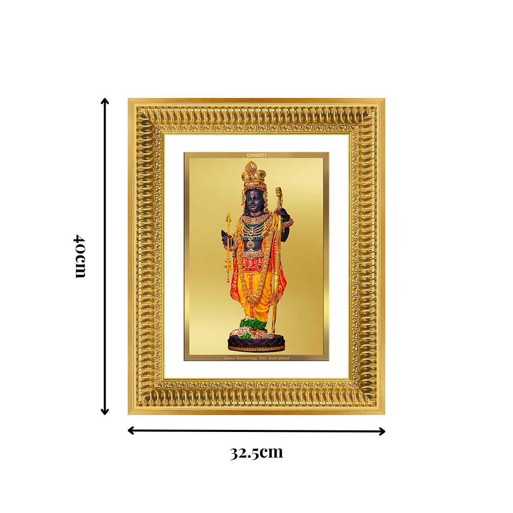 Diviniti 24K Gold Plated Ram Lalla With Arch (Classic) Divine Wall Frame for Home Mandir & Office Decor | Luxury Spiritual Gift