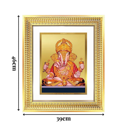 Diviniti 24K Gold Plated Dagadu Ganesha (Classic) Divine Wall Frame for Home Mandir & Office Decor | Luxury Spiritual Gift