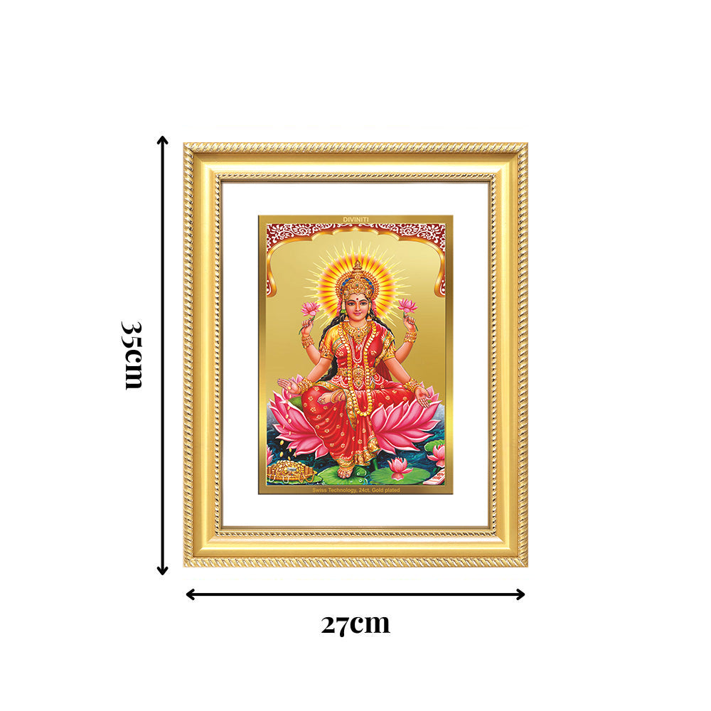 Diviniti 24K Gold Plated Lakshmi (Classic) Divine Wall Frame for Home Mandir & Office Decor | Luxury Spiritual Gift