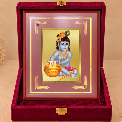 24K Gold-Plated Krishna Bal Gopal MDF Frame | Premium Gift Box | 26x20 CM
