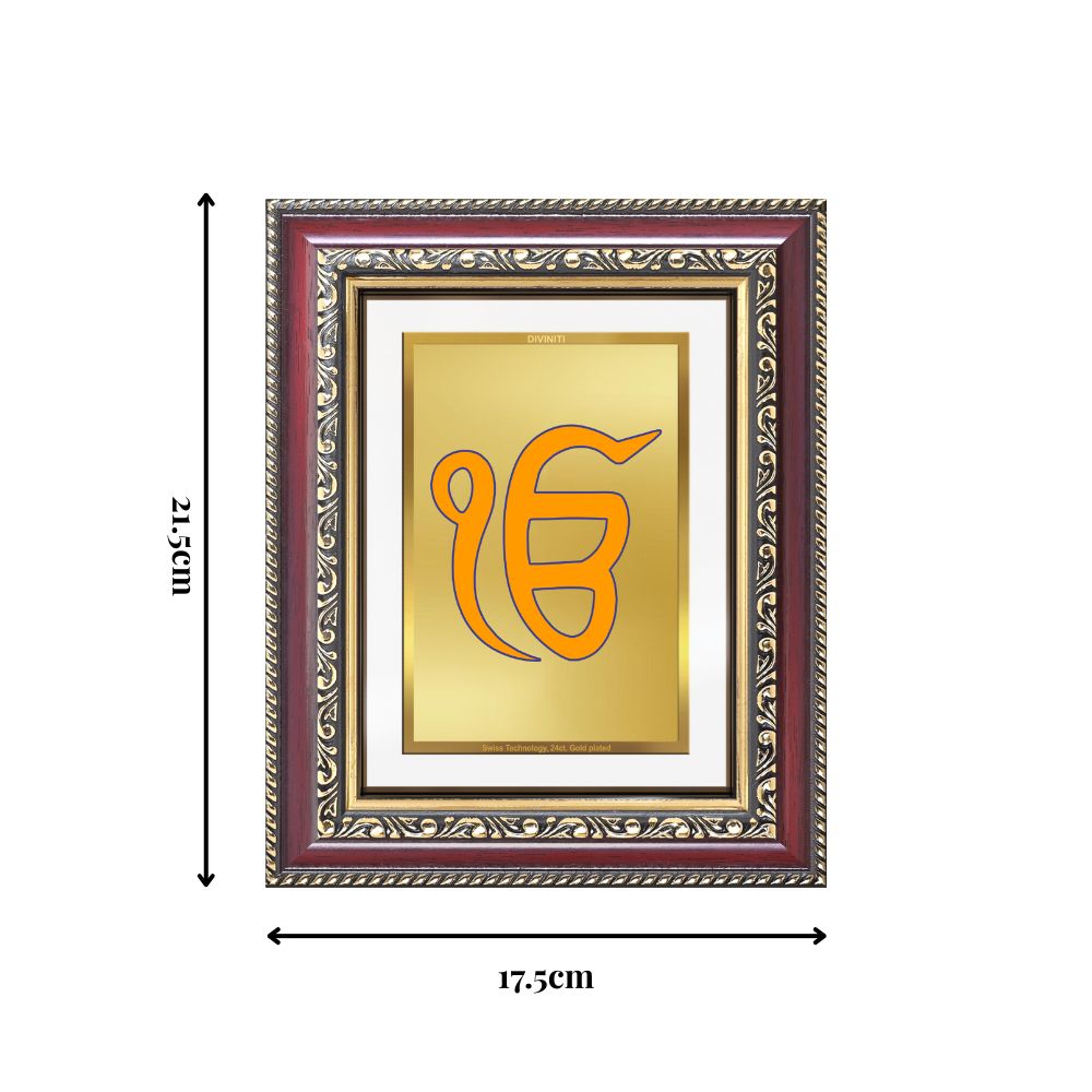 Diviniti 24K Gold Plated Ik Omkar (Classic) Divine Wall and Table Top Frame for Home Mandir & Office Decor | Luxury Spiritual Gift