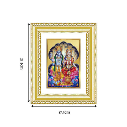 Diviniti 24K Gold Plated Vishnu Lakshmi (Classic) Divine Wall and Table Top Frame for Home Mandir & Office Decor | Luxury Spiritual Gift