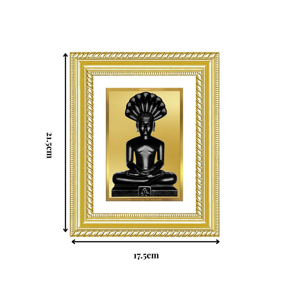 Diviniti 24K Gold Plated Parshvanath (Classic) Divine Wall and Table Top Frame for Home Mandir & Office Decor | Luxury Spiritual Gift