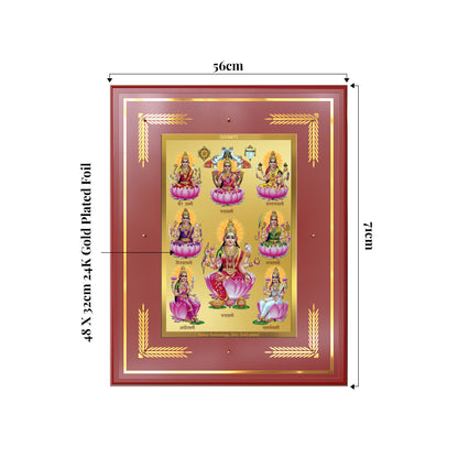 Ashtalakshmi | Lakshmi Devi for Wall Mount Photo Frame in 24K Gold Plated Foil
