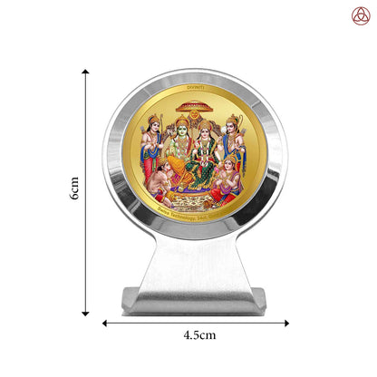 Ram Darbar | Divine Lord Ram, Sita, Laxman & Hanuman Car Dashboard & Tabletop Photo Frame in 24K Gold Plated Foil