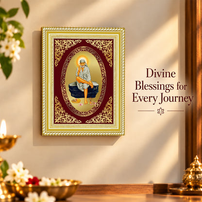 24K Gold-Plated Sai Baba Frame | Premium Gift Box | 26x20 CM
